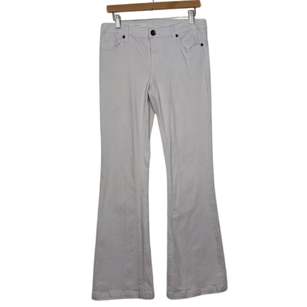 Kut from the Kloth CHRISSY White Minimalist Bohemian Flare Pants Size: 8